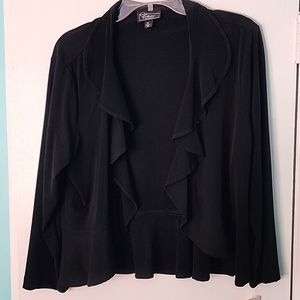 Ladies Short Black Scalloped Lapel Dress Jacket